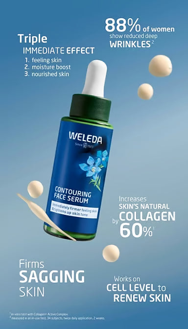 Weleda Contouring Face Serum Blue Gentian & Edelweiss 30mL, Immediately Firmer Feeling Skin