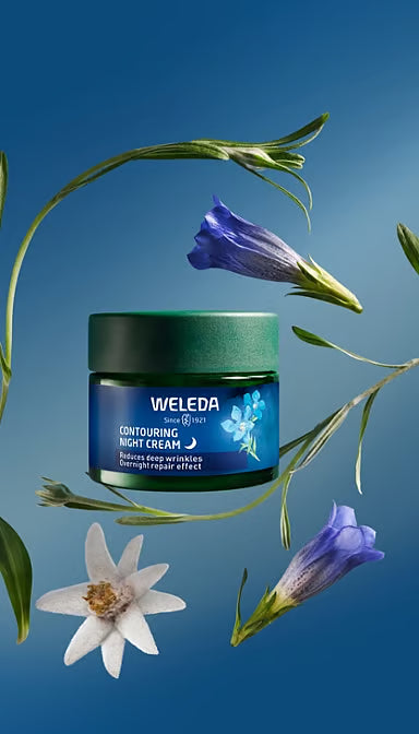 Weleda Contouring Night Cream Blue Gentian & Edelweiss 40mL, Reduces Deep Wrinkles Overnight Repair Effect