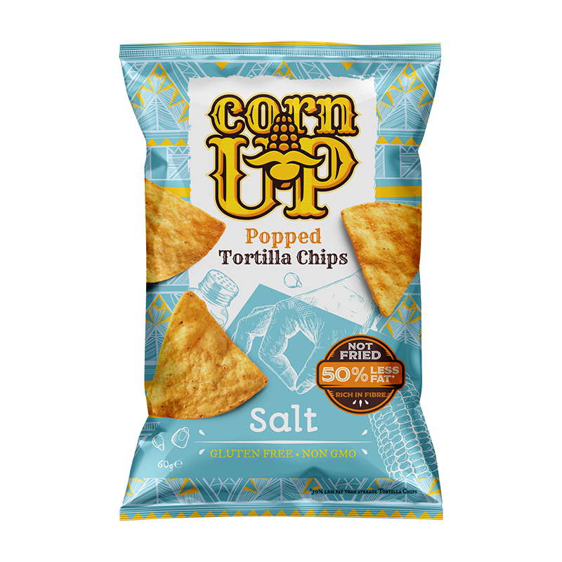 Corn Up Popped Tortilla Chips 60g, Salt Flavour With 50% Less Fat