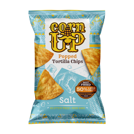 Corn Up Popped Tortilla Chips 60g, Salt Flavour With 50% Less Fat