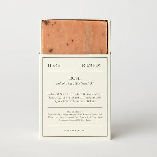 Herb Remedy Soaps Rose With Red Clay & Almond Oil 170g, With Solar Infused Plant Based Oils