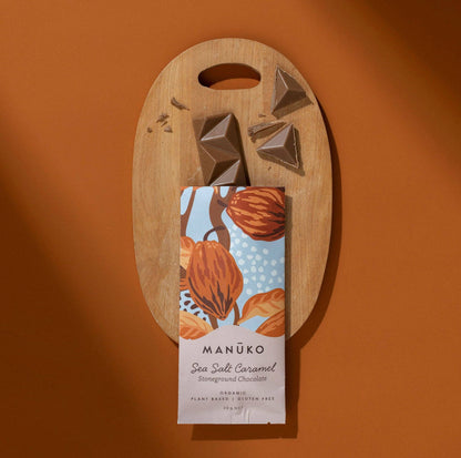 Manuko Sea Salt Caramel Chocolate Bar 30g, Stoneground Chocolate With Australian Sea Salt