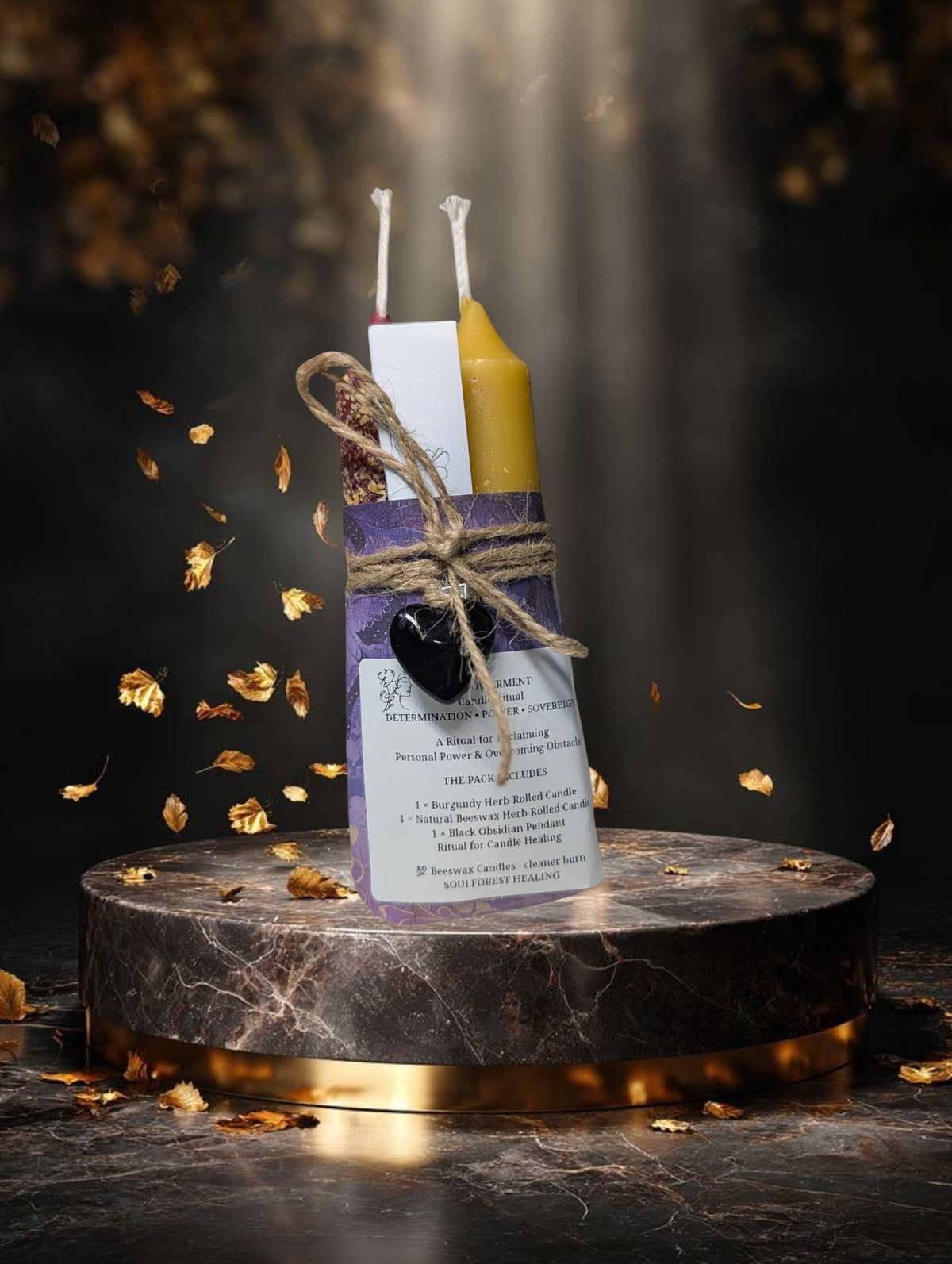 Soulforest Healing Empowerment Candle Ritual Beeswax Candles, Overcome Obstacles