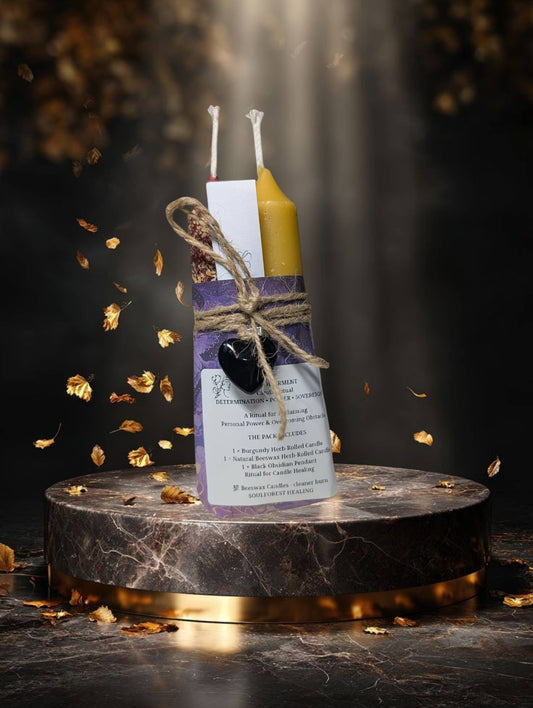 Soulforest Healing Empowerment Candle Ritual Beeswax Candles, Overcome Obstacles