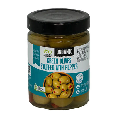 Every Bit Organic Green Olives Stuffed With Pepper 300g, Product Of Greece