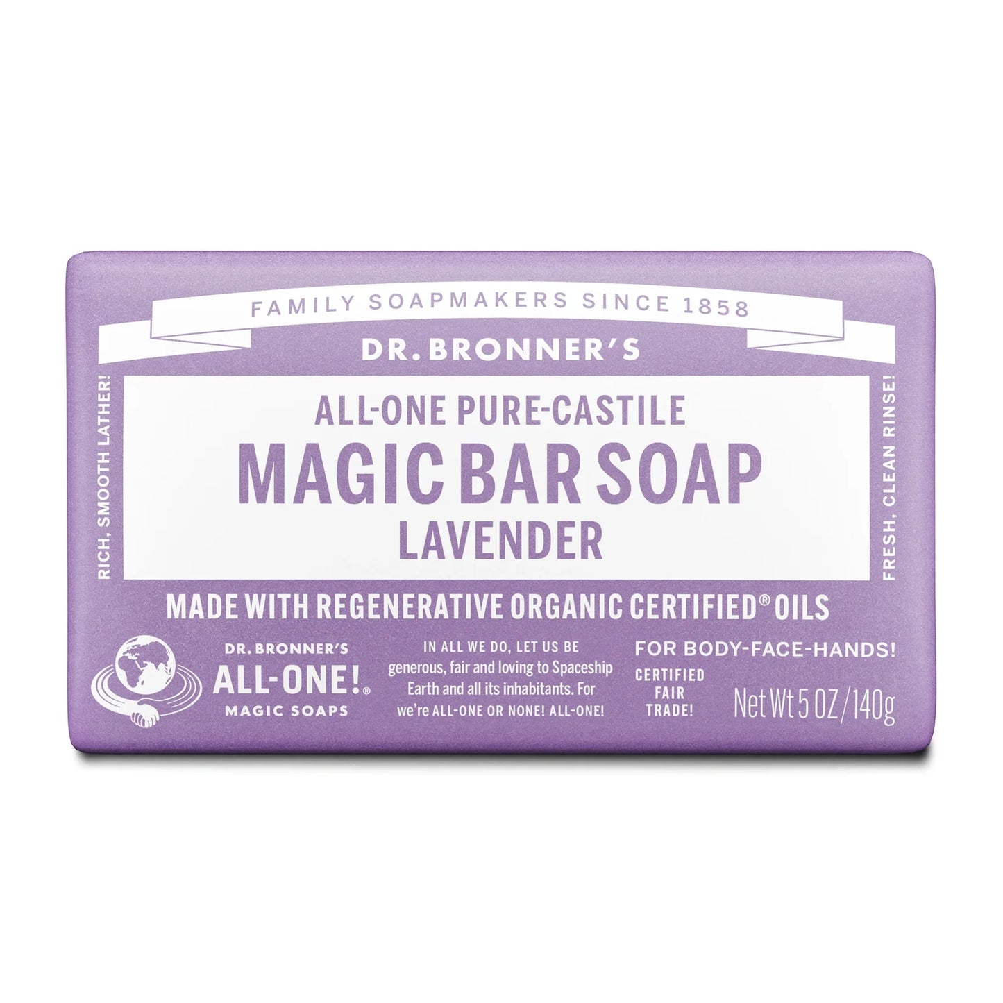 Dr Bronner's All-One Hemp Pure Castile Soap Bar 140g, Lavender
