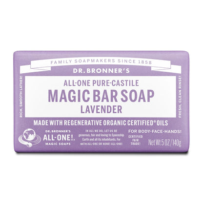 Dr Bronner's All-One Hemp Pure Castile Soap Bar 140g, Lavender