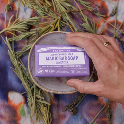 Dr Bronner's All-One Hemp Pure Castile Soap Bar 140g, Lavender