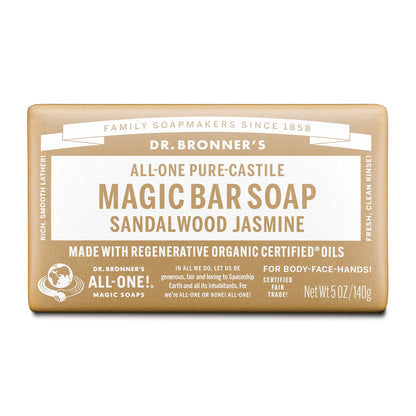 Dr Bronner's All-One Hemp Pure Castile Soap Bar 140g, Sandalwood Jasmine