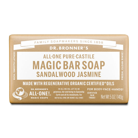 Dr Bronner's All-One Hemp Pure Castile Soap Bar 140g, Sandalwood Jasmine