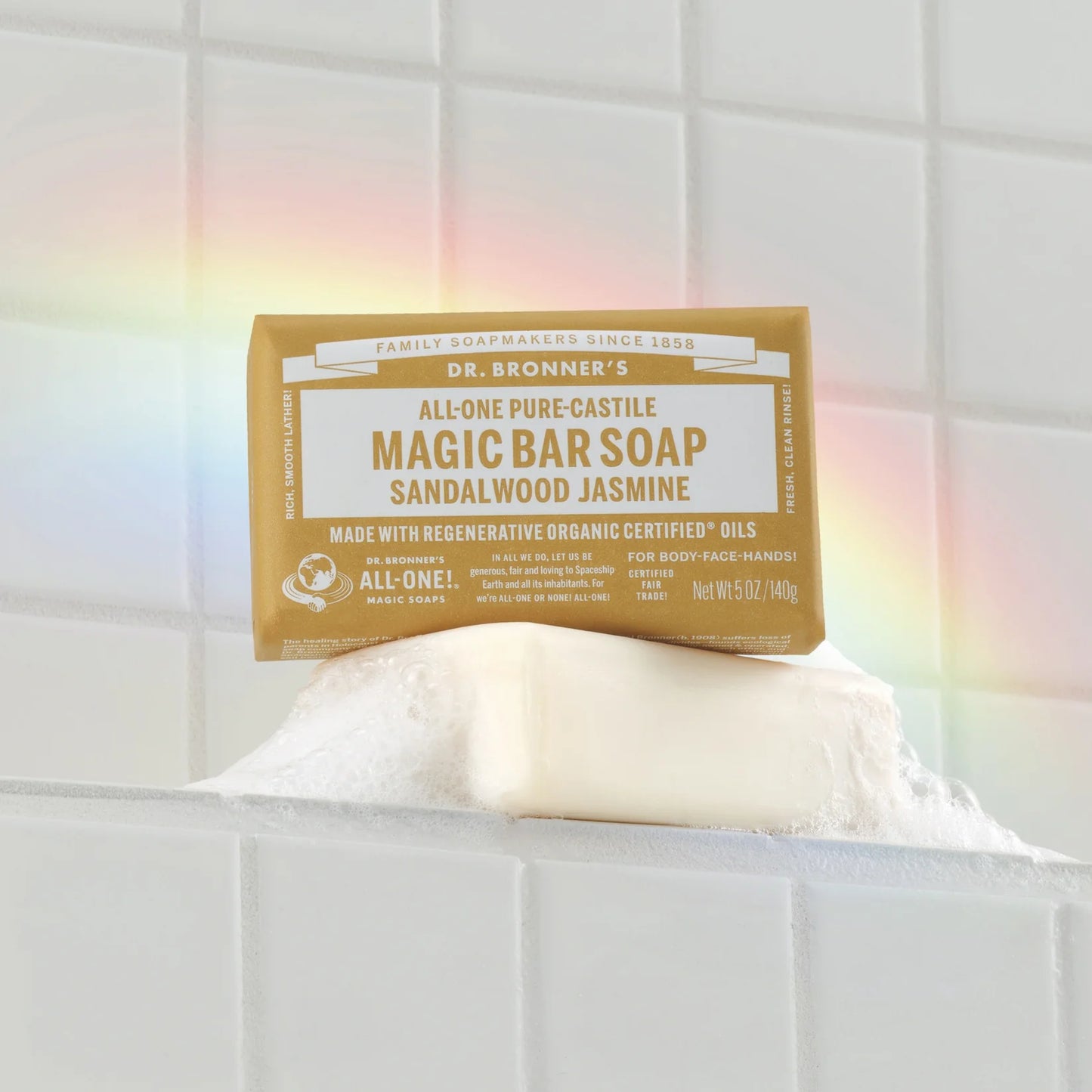 Dr Bronner's All-One Hemp Pure Castile Soap Bar 140g, Sandalwood Jasmine