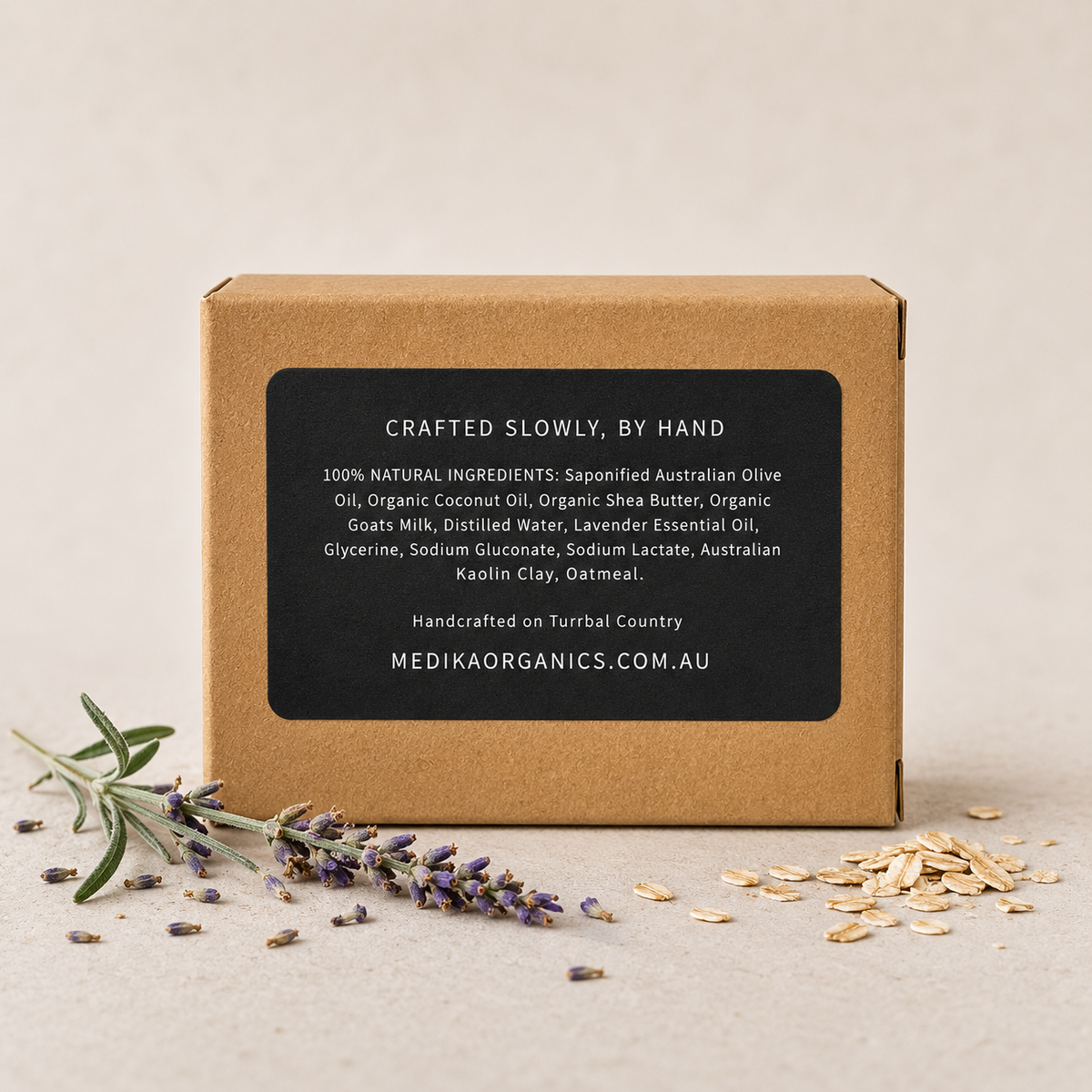 Medika Organics Goat Milk Soap With Lavender & Oats 130g, Handmade In Queensland