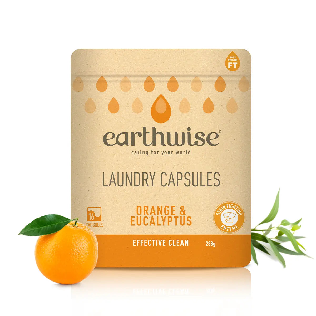 Earthwise Laundry Capsules 16pk, Orange & Eucalyptus