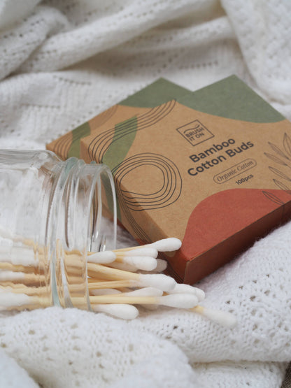 Brush It On Bamboo Cotton Buds 100 Pack, With Organic Cotton Tips