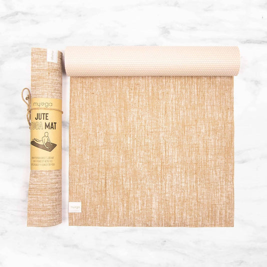 Myga Jute Yoga Mat 183cm × 61cm, Natural Beige Pattern
