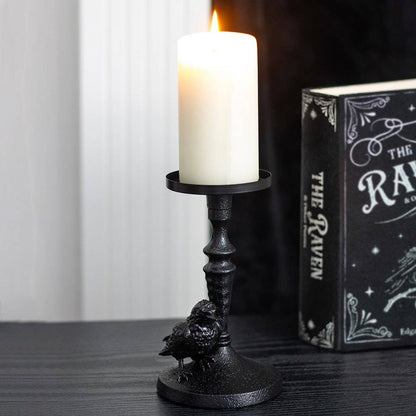 Mystic Raven Pillar Candle Holder, An Enchanting Addition To Your Altar