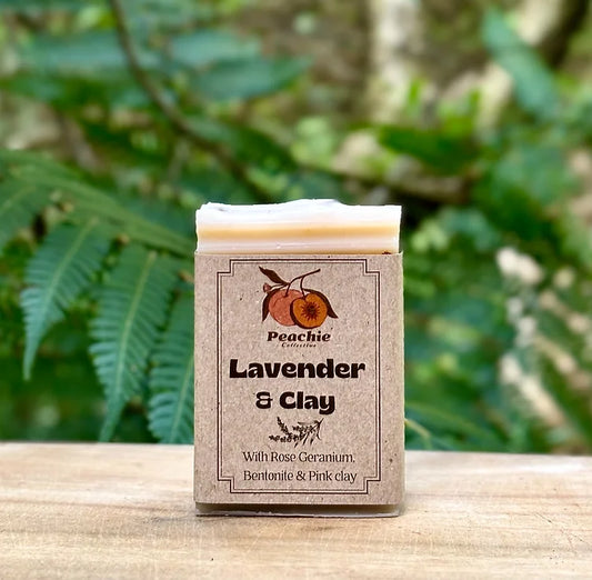 Peachie Collective Lavender & Clay Soap 100g, With Rose Geranium, Bentonite & Pink Clay