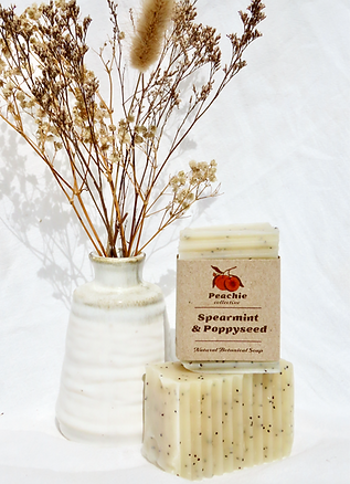 Peachie Collective Spearmint & Poppyseed Soap 100g, With Olive Oil & Spearmint Essential Oil