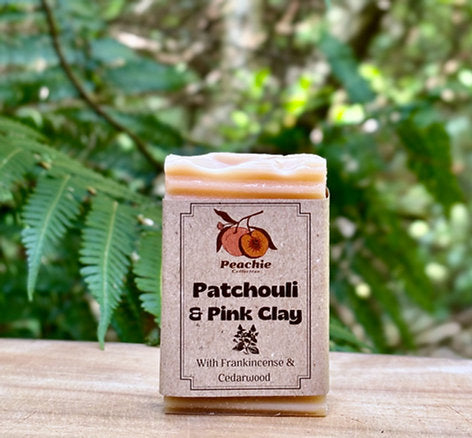 Peachie Collective Patchouli & Pink Clay Soap 100g, With Frankincense & Cedarwood