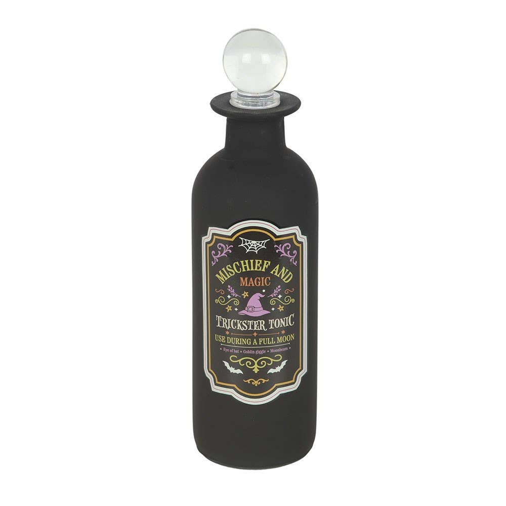 Mischief & Magic Trickster Tonic Decorative Glass Potion Bottle, A Captivating Accent Piece