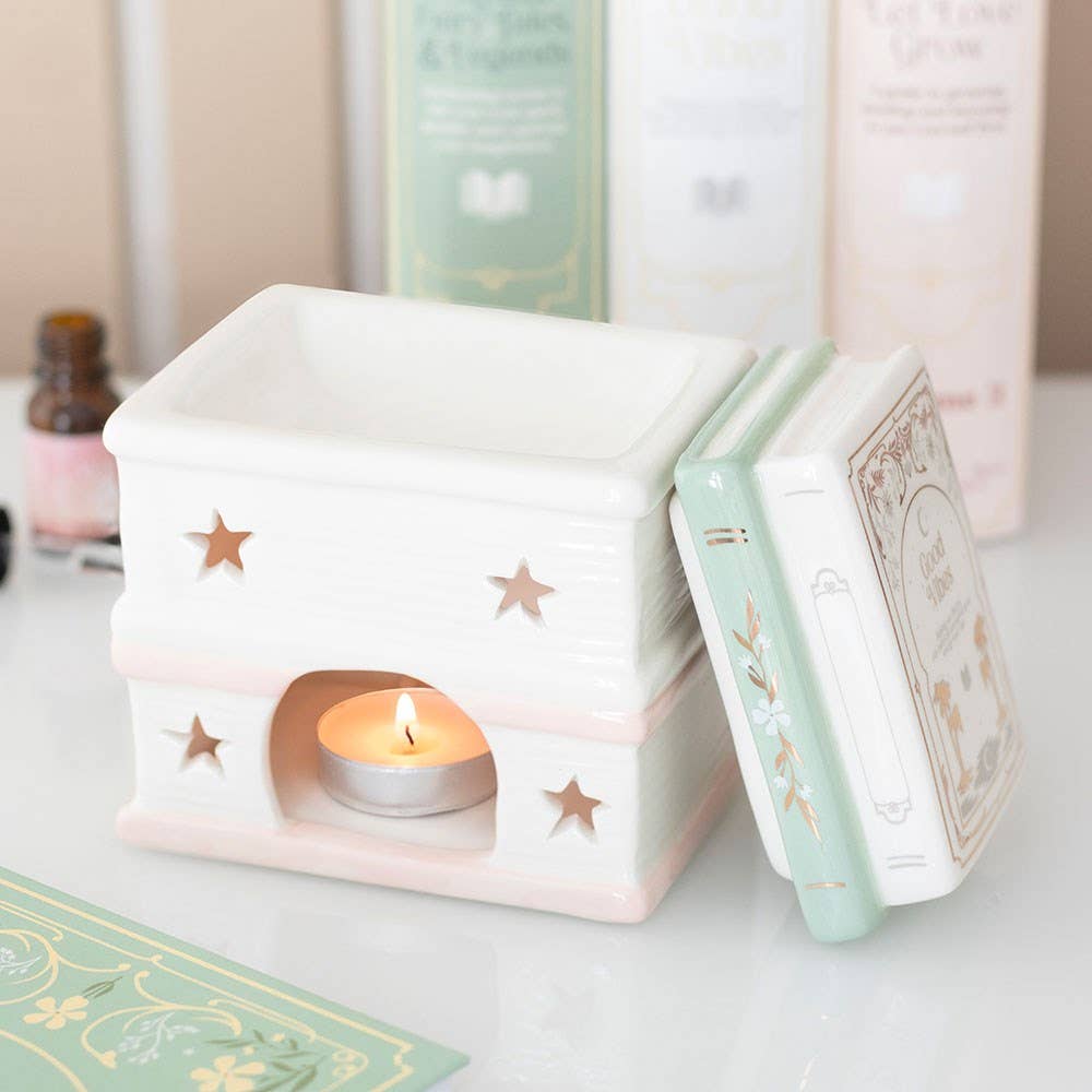 Book Stack Ceramic Oil Burner & Wax Warmer, Great Gift For Book Lovers