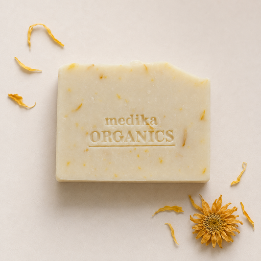 Medika Organics Calendula-Infused Olive Oil Soap Bar 130g, Handmade In Queensland
