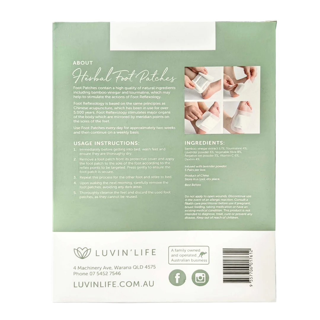 Luvin Life Herbal Foot Patches {5 pairs}, Vegan-Friendly
