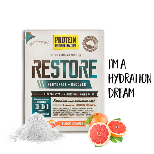 Protein Supplies Australia Restore Hydration Recovery Drink 200g, Blood Orange Flavour