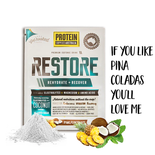 Protein Supplies Australia Restore Hydration Recovery Drink 200g, Pine Coconut Flavour