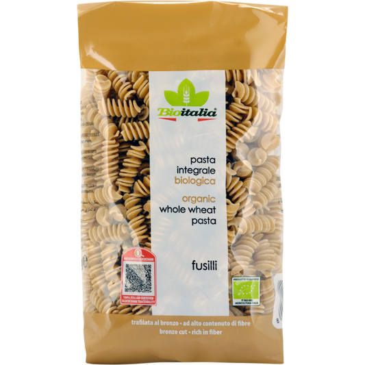 Bioitalia Organic Whole Wheat Fusilli Pasta 500g, Cooks In 9 Minutes