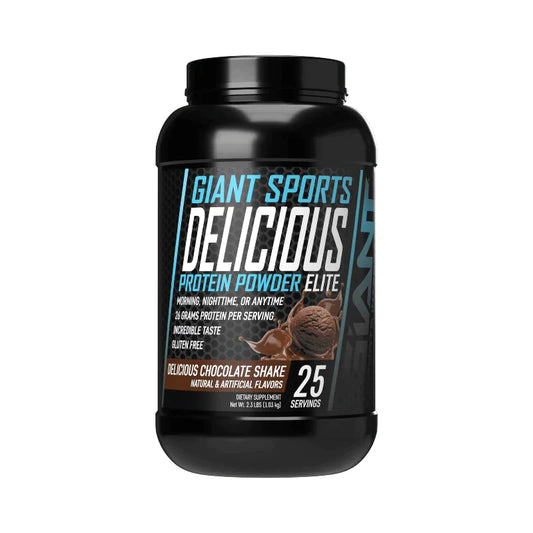 Giant Sports Delicious Elite Protein 25 servings, Chocolate, Vanilla or Chocolate Peanut Butter Flavour