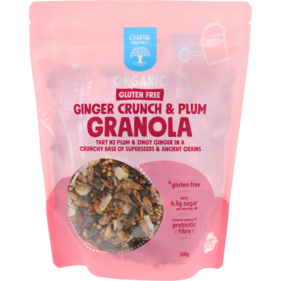 Chantal Organics Organic Ginger Crunch & Plum Granola 500g, With Tart New Zealand Plum