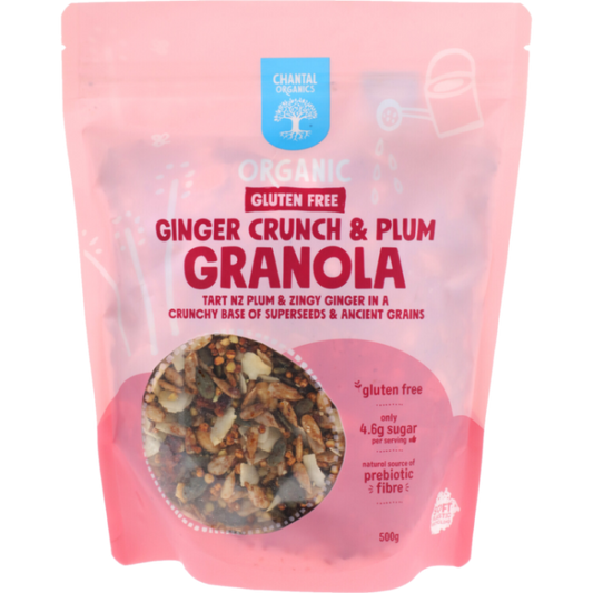 Chantal Organics Organic Ginger Crunch & Plum Granola 500g, With Tart New Zealand Plum