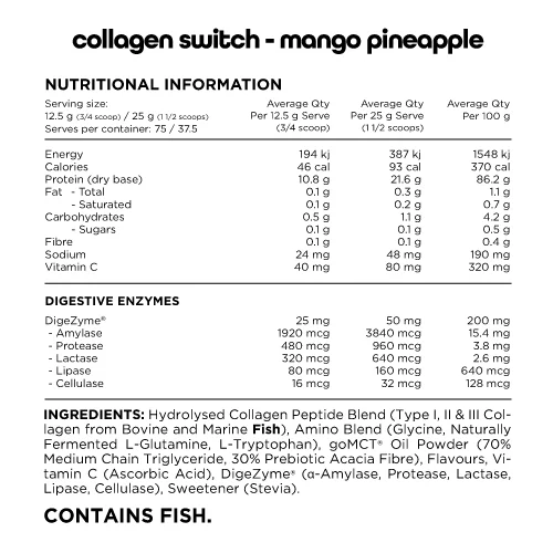 Switch Nutrition Collagen Switch 250g, Mango Pineapple