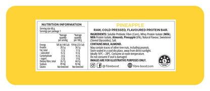 Fibre Boost Cold Pressed Protein Bar Single or Box of 12, Pineapple Flavour