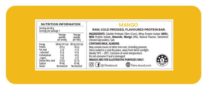 Fibre Boost Cold Pressed Protein Bar Single or Box of 12, Mango FLavour