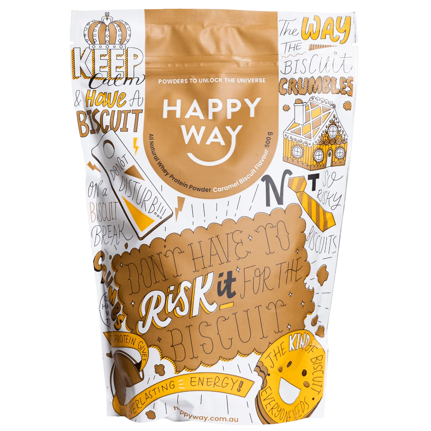 Happy Way Whey Protein Powder 500g, Caramel Biscuit
