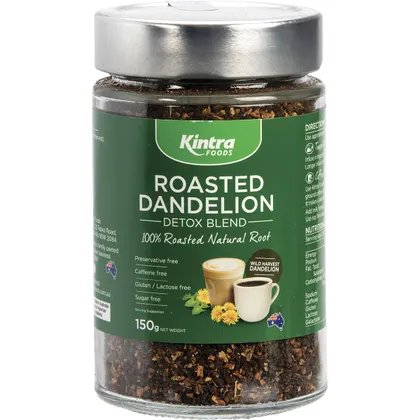 Kintra Foods Roasted Dandelion Blend, 150g Granular (Glass Jar)