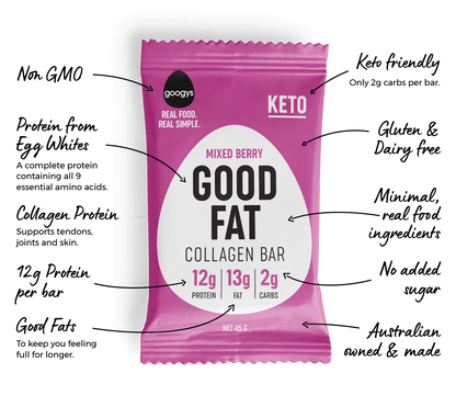 Googy's Good Fat Collagen Bar 45g, Salted Caramel