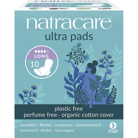 Natracare Ultra Pads 10pk, Long With Wings {Heavy Flow & Night Time}