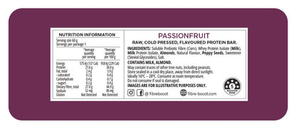 Fibre Boost Cold Pressed Protein Bar Single or Box of 12, Passionfruit Flavour