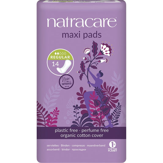 Natracare Maxi Pads 14pk, Regular Without Wings {Low Flow}