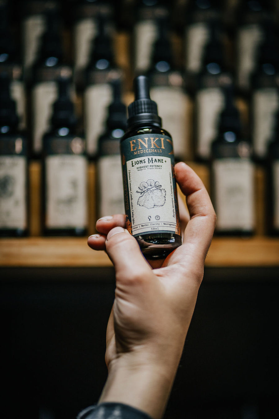 Enki Apothecary Lion's Mane Mushroom Tonic 50mL, Broad Spectrum spagyric Triple Extract