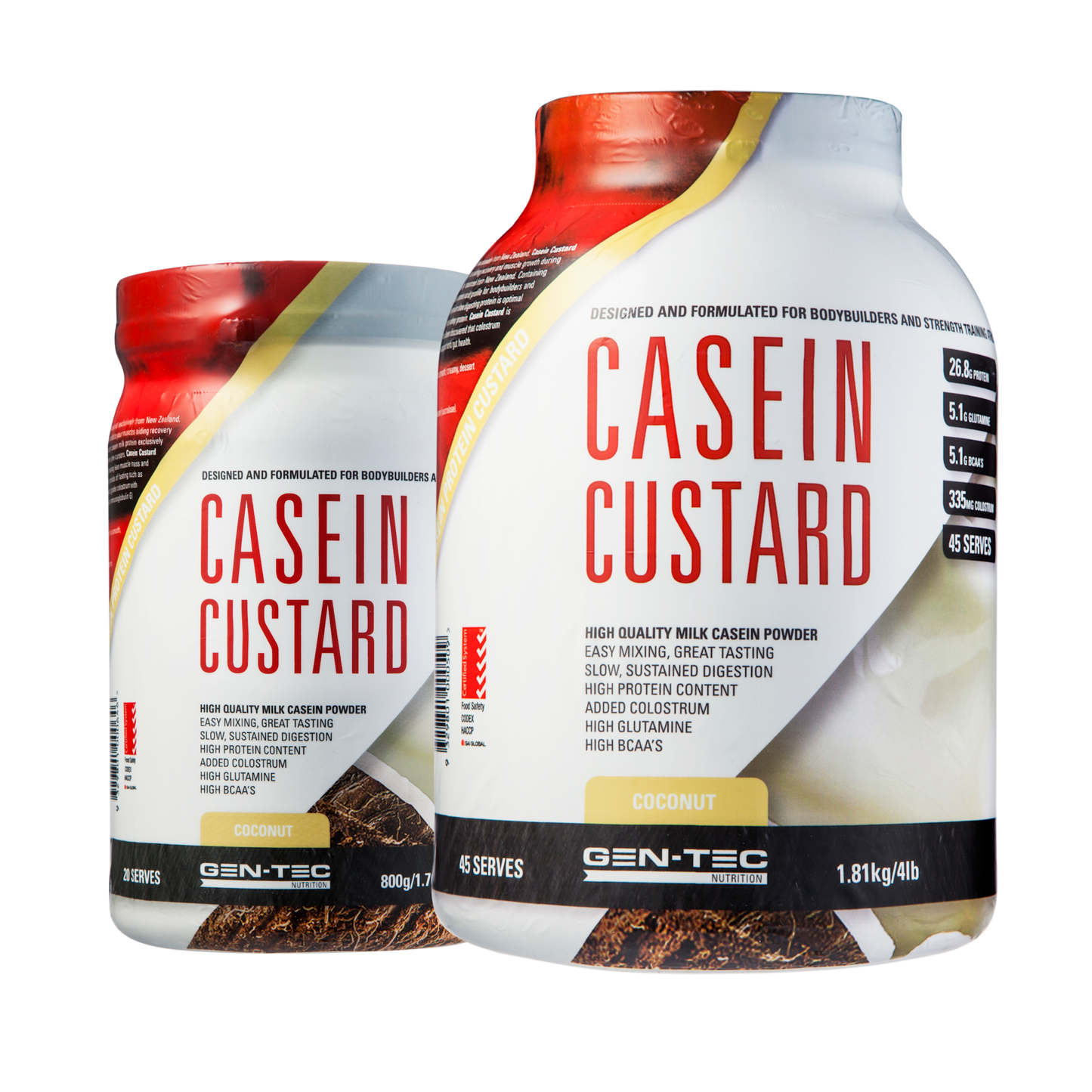 Gen-Tec Nutrition Casein Custard Protein 800g Or 1.81kg, Coconut Cream Flavour