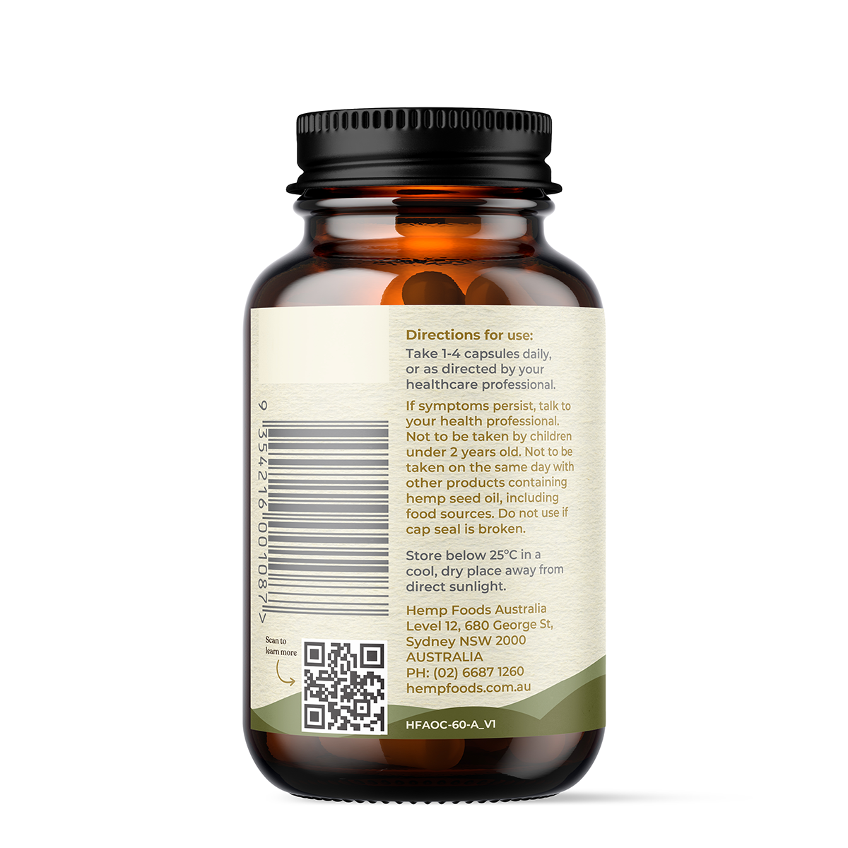 Hemp Foods Australia Plant-Based Omega With Hemp Gold Seed Oil 60 Capsules, Supports Skin & General Health