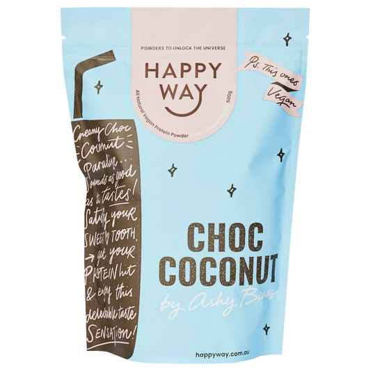 Happy Way Ashy Bines Vegan Protein Powder 500g, Choc Coconut