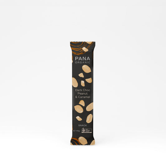 Pana Organic Snack Bar Single Or Box of 12, Dark Choc Peanut & Caramel