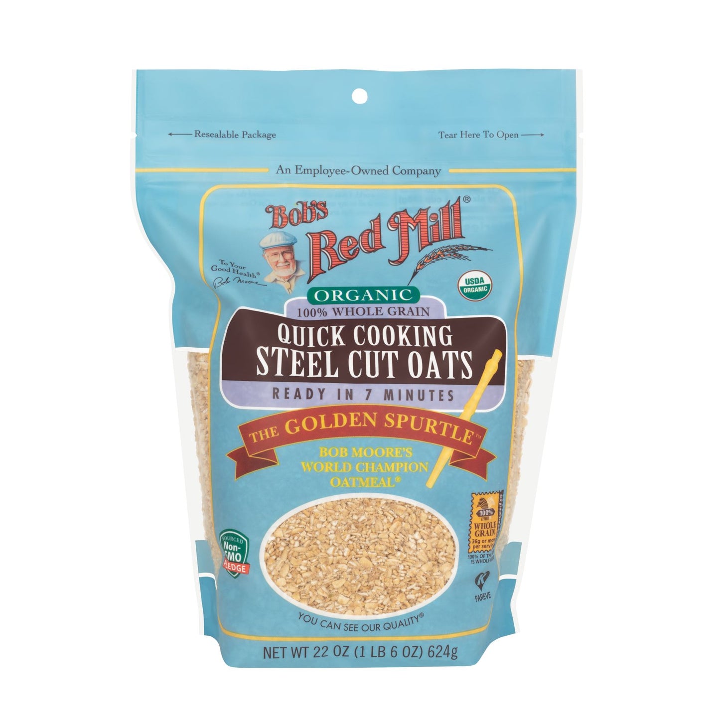 Bob's Red Mill Quick Cooking Steel Cut Oats 624g, Certified Organic