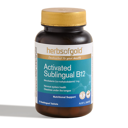 Herbs Of Gold Activated Sublingual B12, 75 Tablets (Vegan)