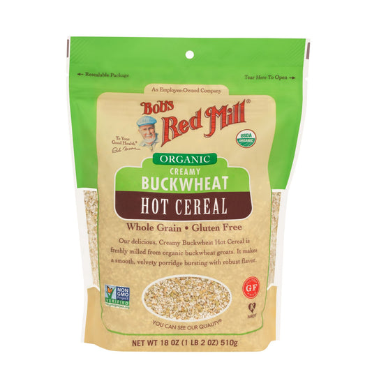 Bob's Red Mill Certified Organic Creamy Buckwheat Cereal 510g, Freshly Milled From Organic Buckwheat